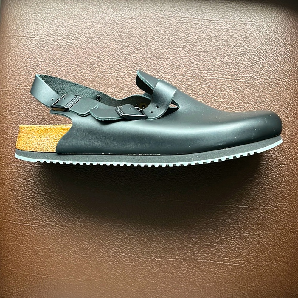Never Worn Birkenstock Tokio Supergrip Size 40 Normal Black Leather Clogs